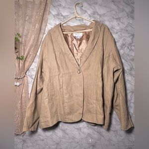 100% Linen Blazer Plus Size 4X Lino USA Luxe Beige Minimalist Capsule Jacket